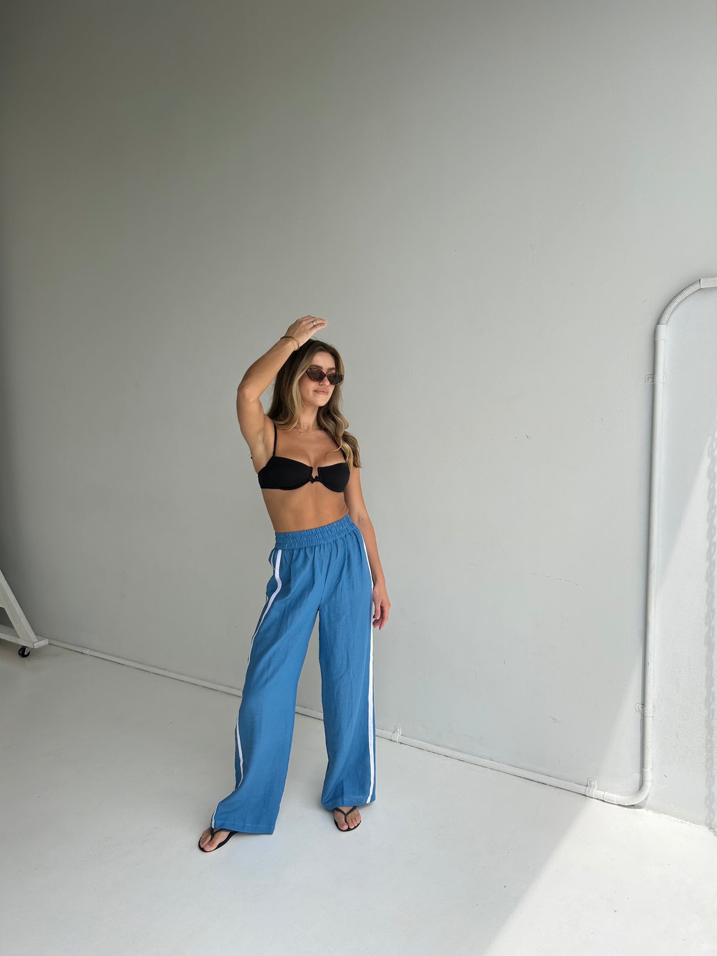 Near The Sea - Linen Racer Pant - Lagoon
