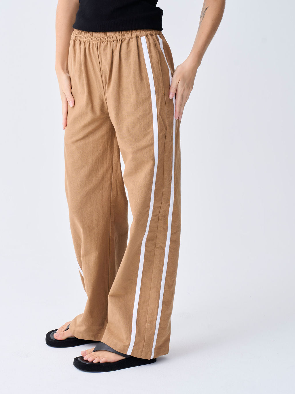 Linen Racer Pant - Tan