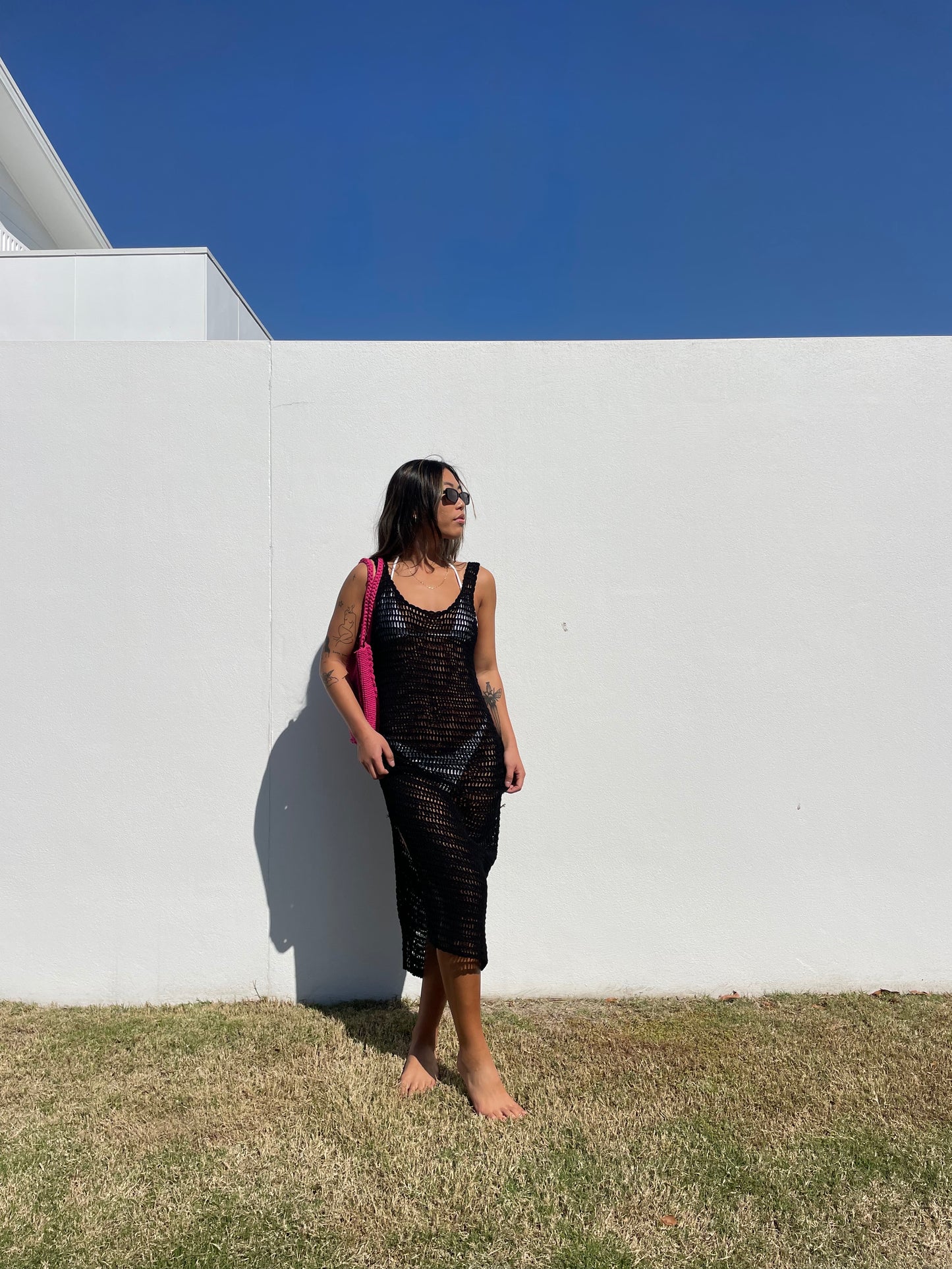 Near The Sea - Sun Kissed Crochet Dress - Black
