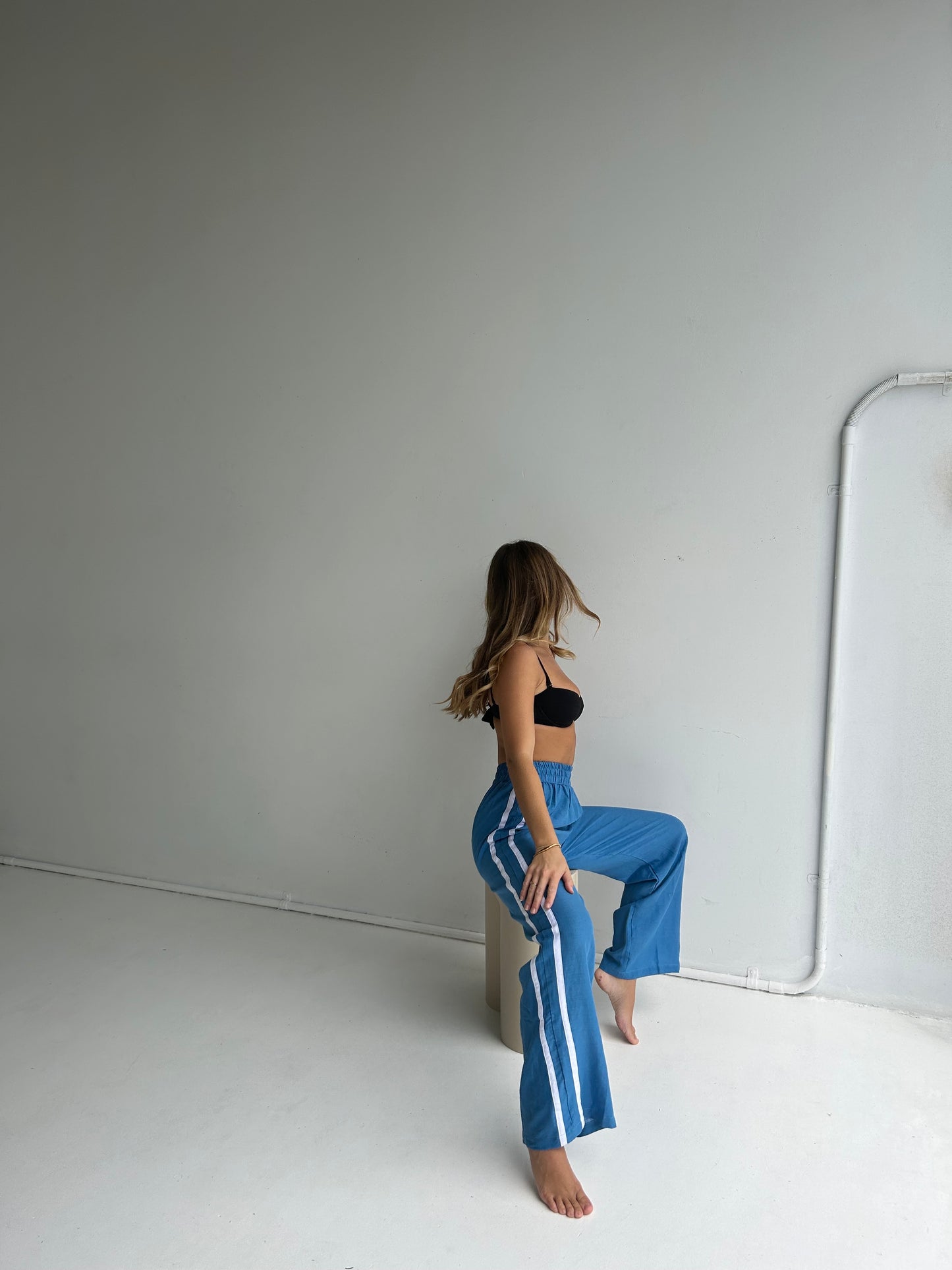 Near The Sea - Linen Racer Pant - Lagoon