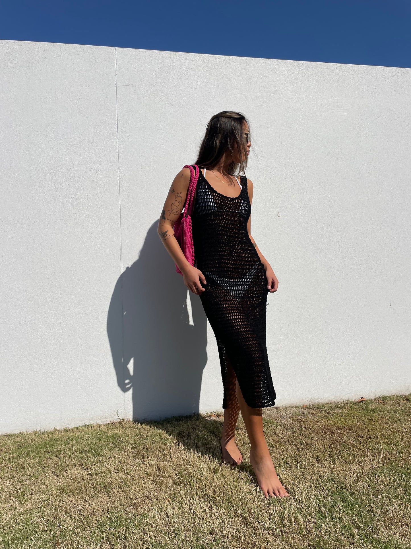 Near The Sea - Sun Kissed Crochet Dress - Black