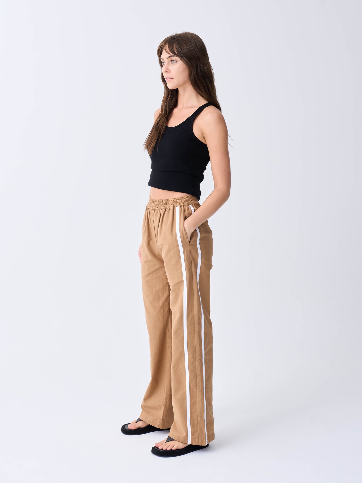 Linen Racer Pant - Tan