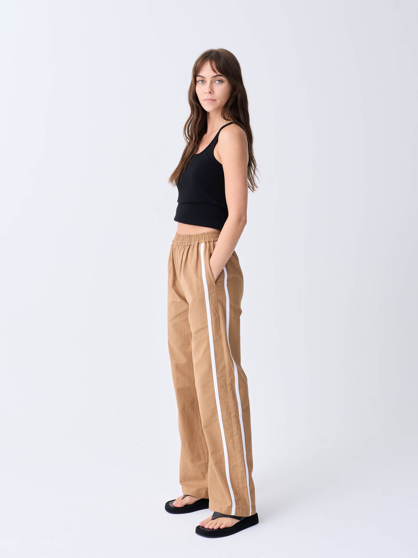 Linen Racer Pant - Tan