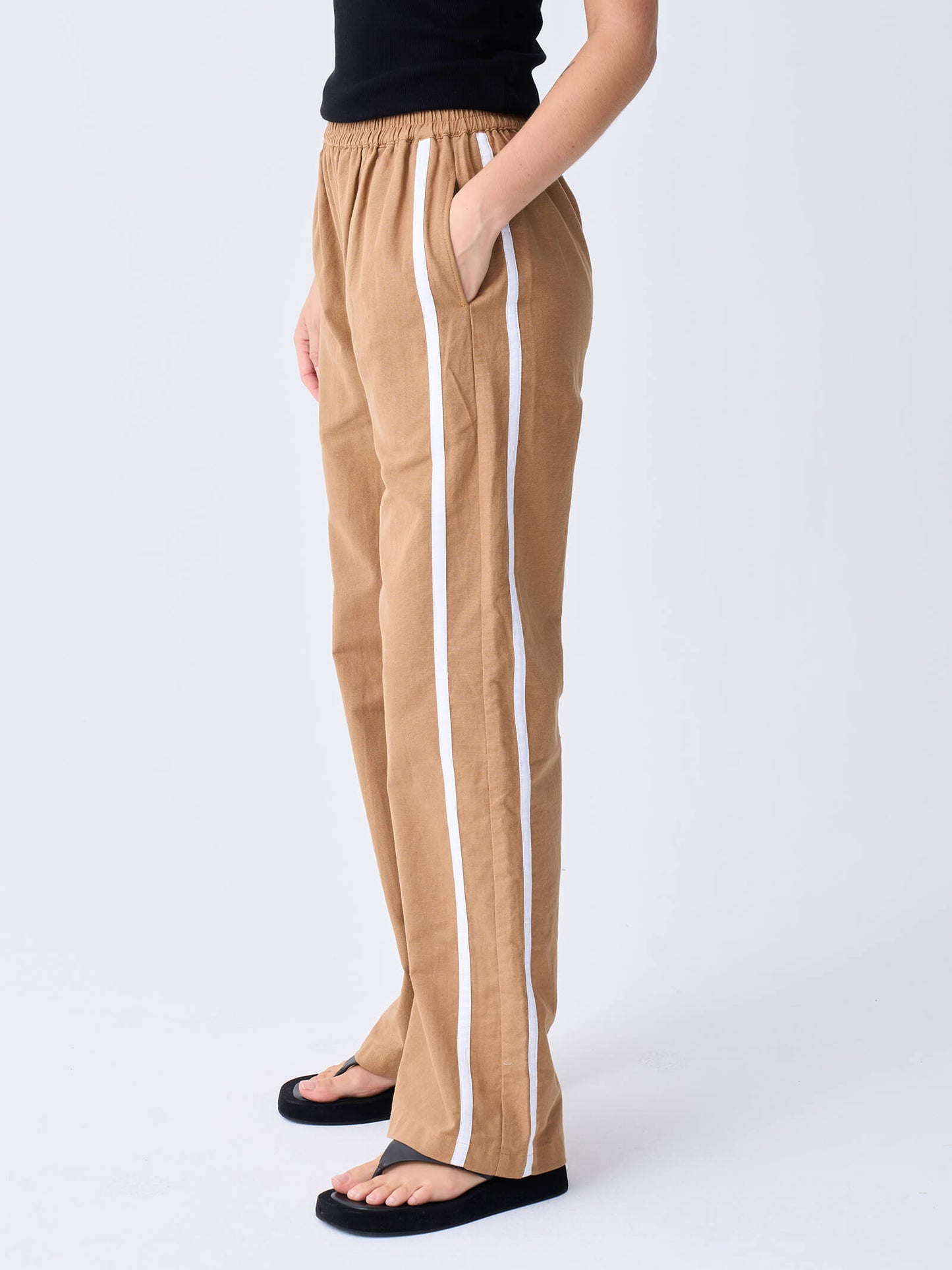 Linen Racer Pant - Tan