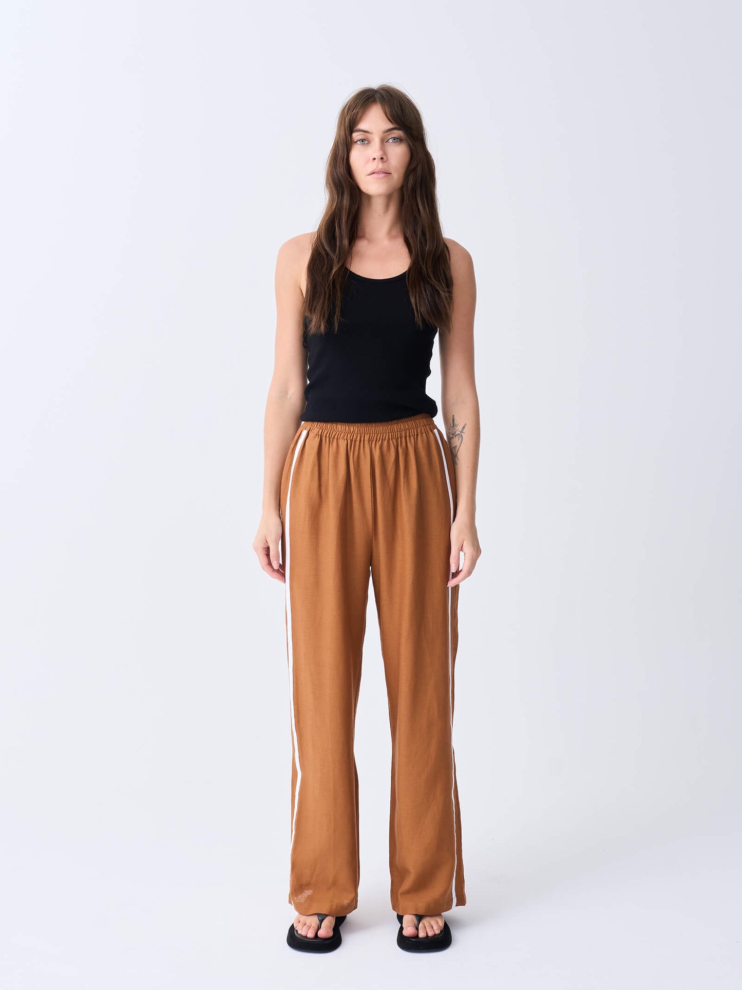 Linen Racer Pant - Tobacco