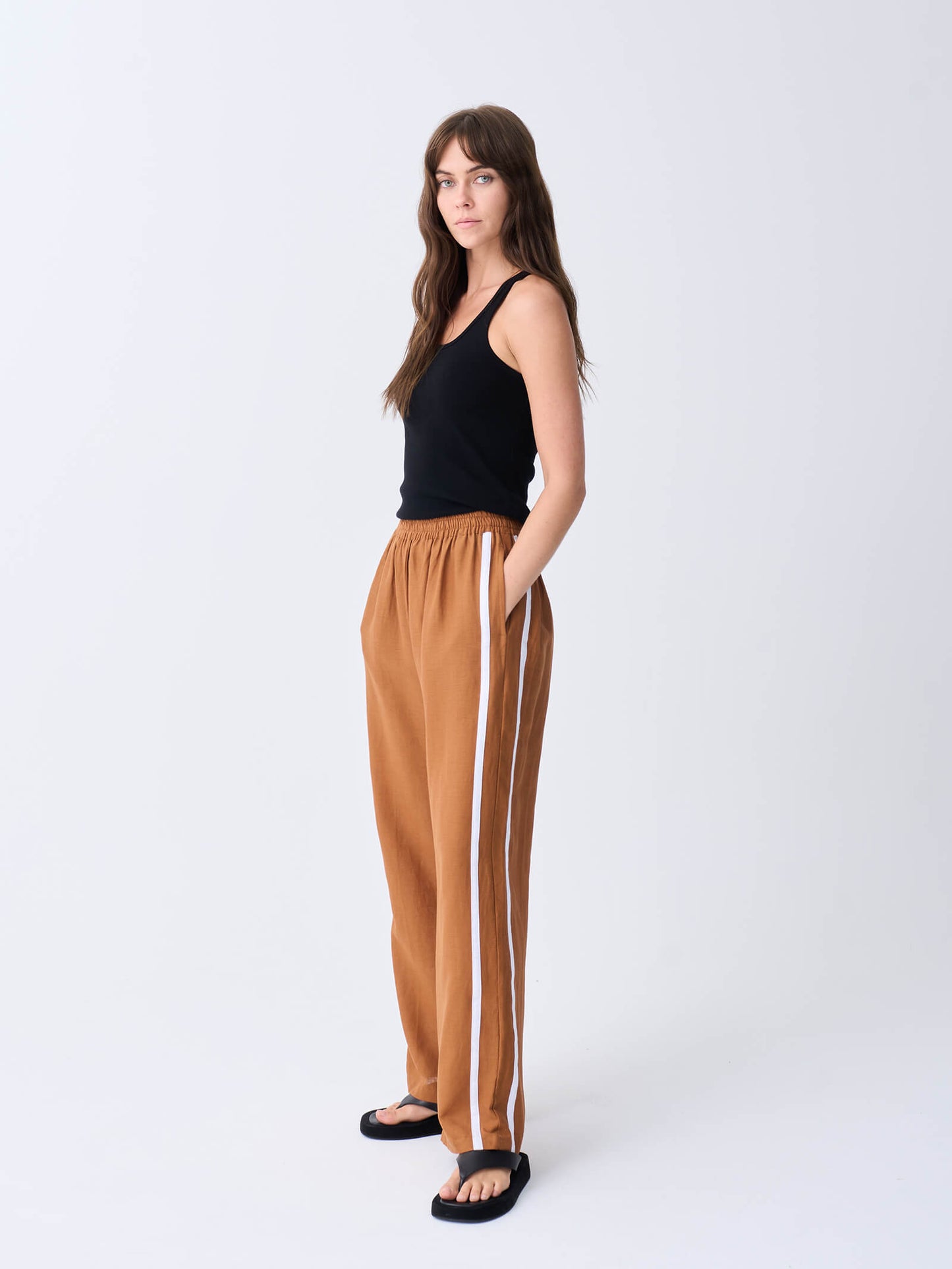 Linen Racer Pant - Tobacco