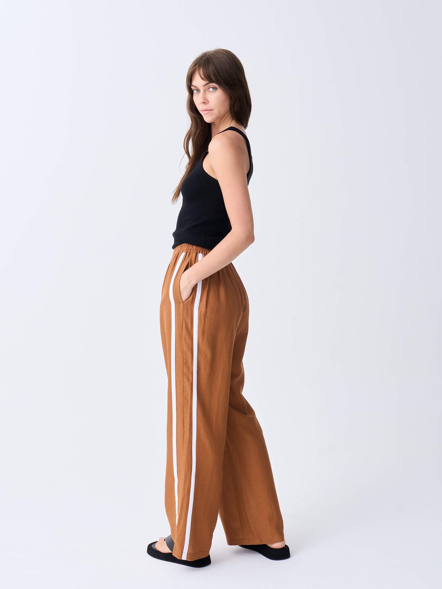 Linen Racer Pant - Tobacco