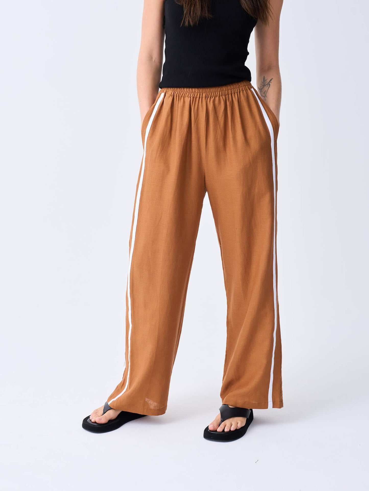 Linen Racer Pant - Tobacco