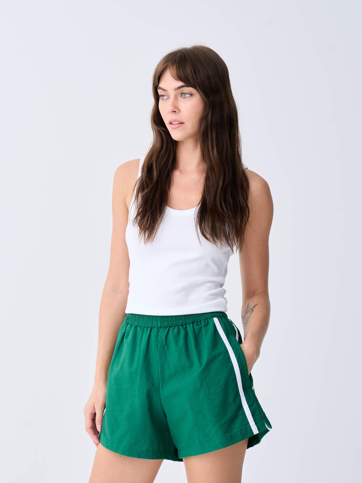 Linen Racer Short - Green