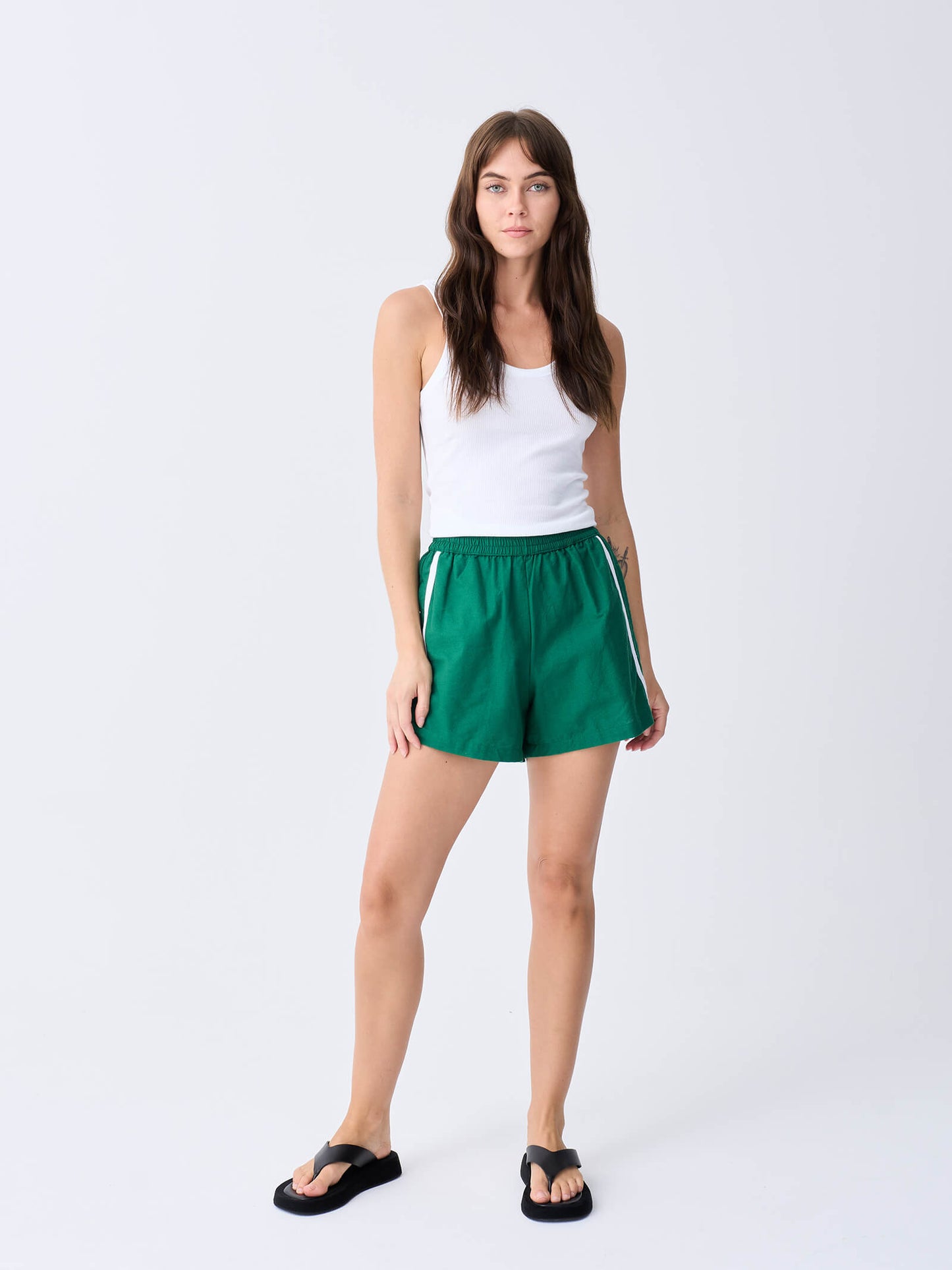 Linen Racer Short - Green