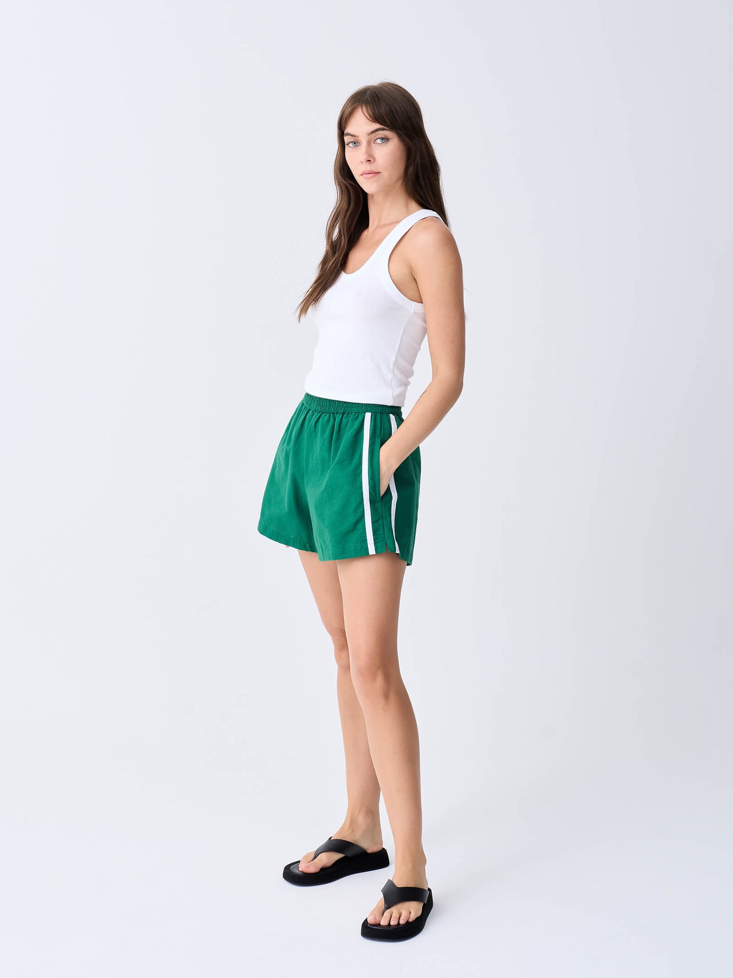 Linen Racer Short - Green