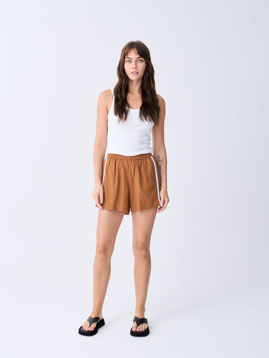 Linen Racer Short - Tobacco