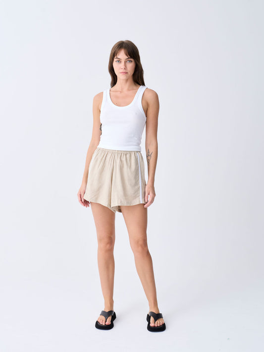 Linen Racer Short - Oat