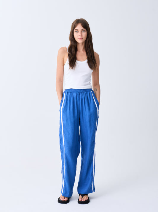 Linen Racer Pant - Azure