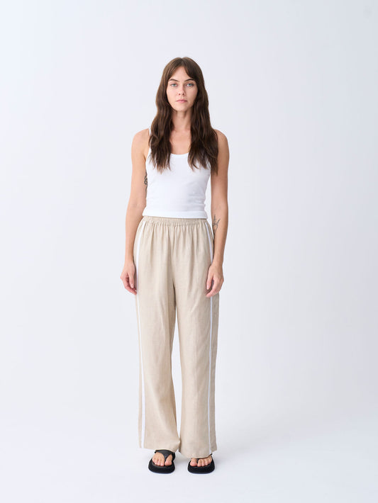 Linen Racer Pant - Oat