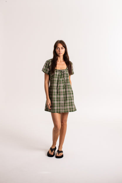 Cove Mini Dress - Forest Check