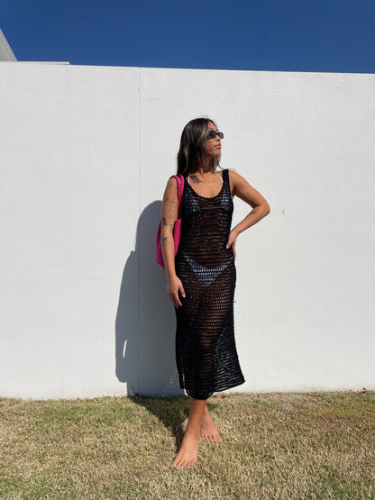 Near The Sea - Sun Kissed Crochet Dress - Black