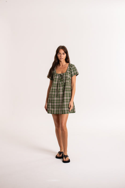 Cove Mini Dress - Forest Check