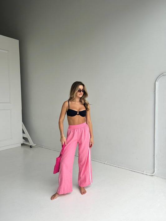 Near The Sea - Linen Racer Pant - Pink - Pre Order
