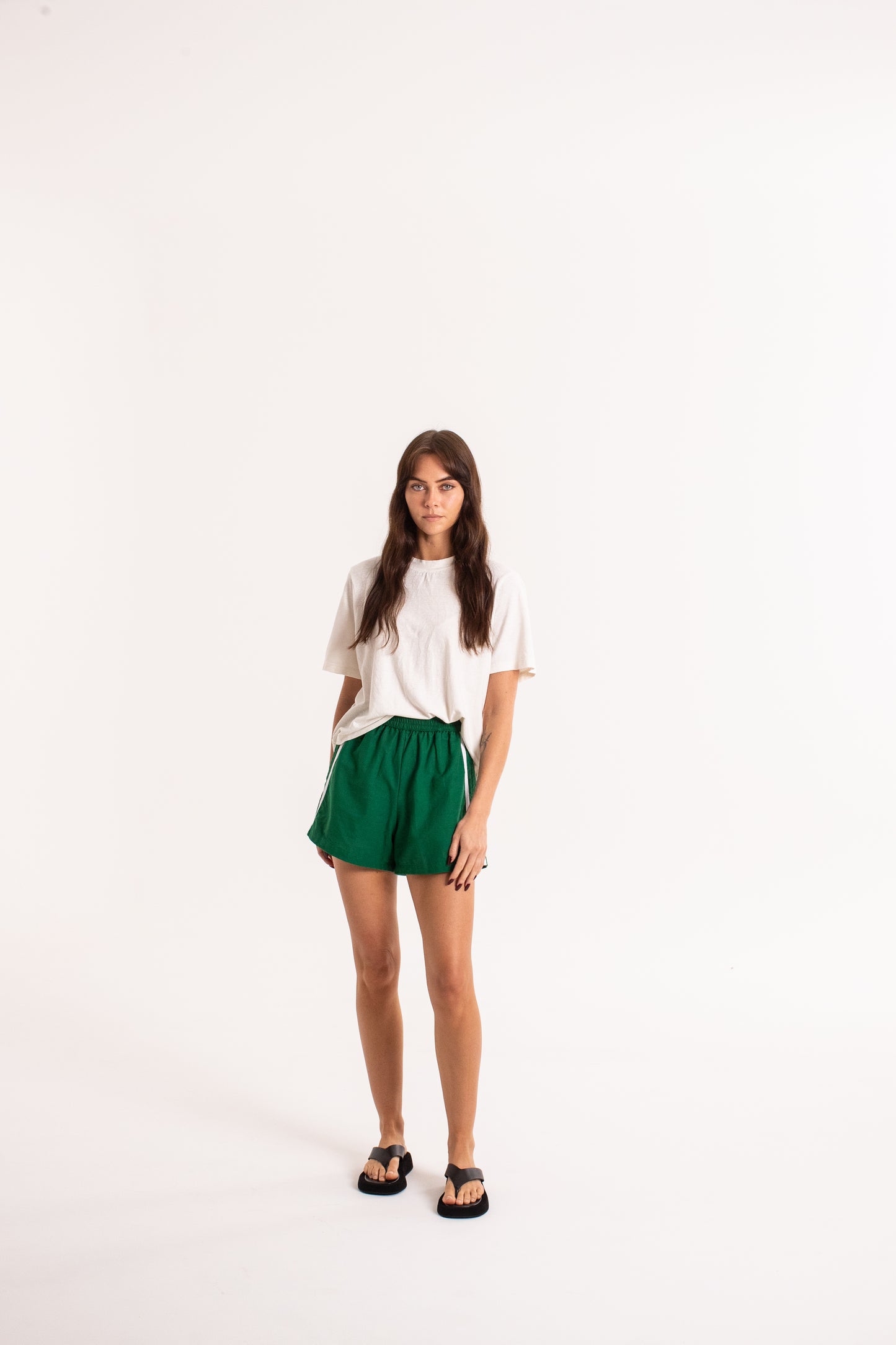 Linen Racer Short - Green