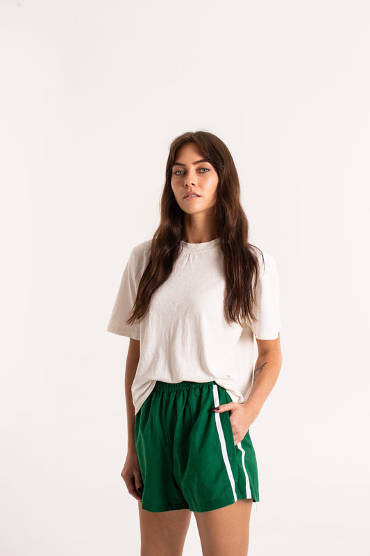 Linen Racer Short - Green