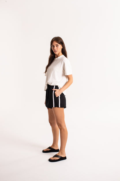 Linen Racer Short - Black