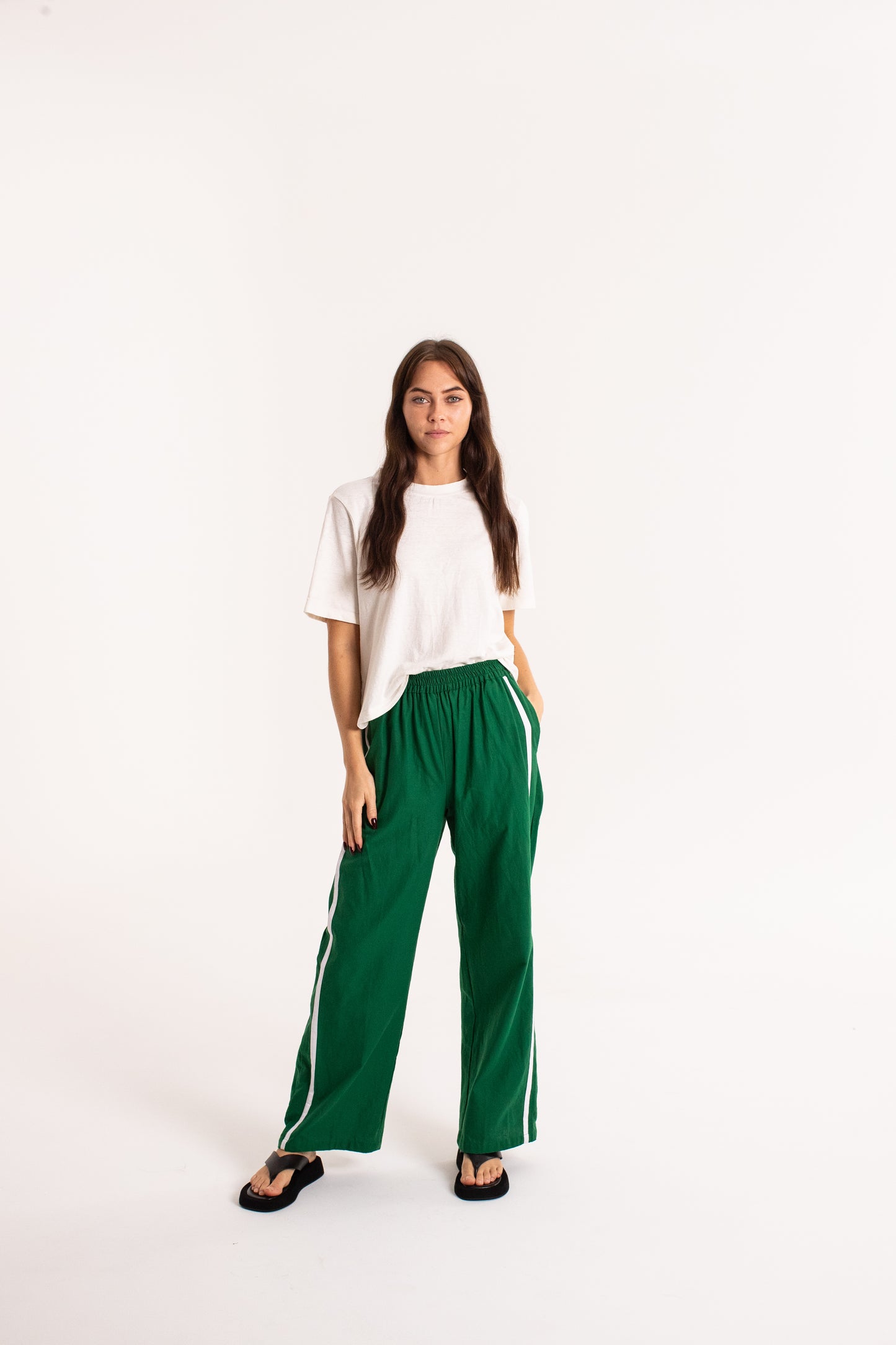 Linen Racer Pant - Green