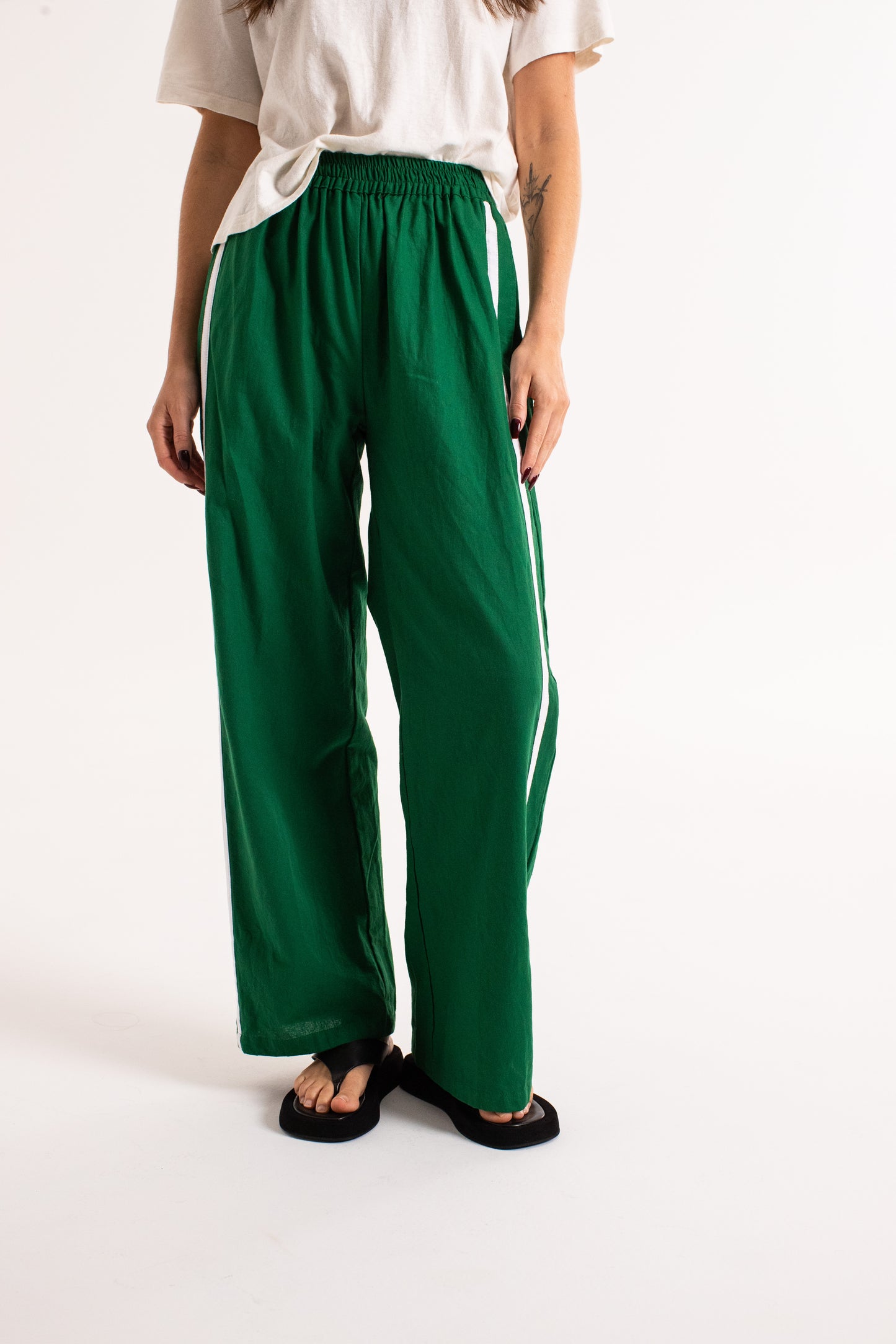 Linen Racer Pant - Green