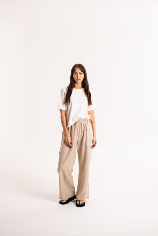 Linen Racer Pant - Oat