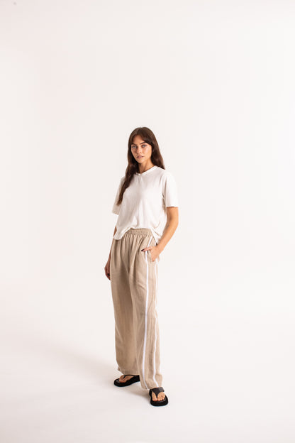 Linen Racer Pant - Oat