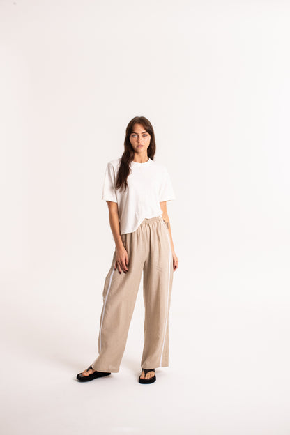 Linen Racer Pant - Oat