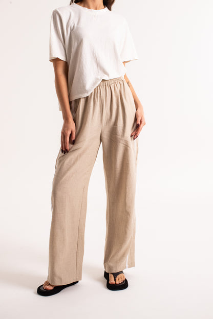 Linen Racer Pant - Oat