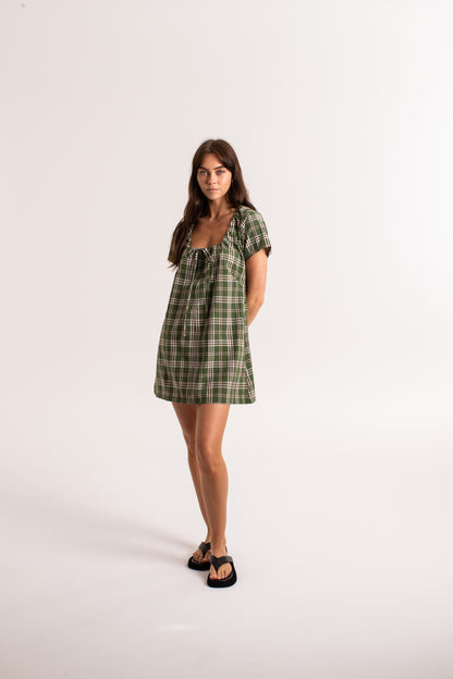 Cove Mini Dress - Forest Check