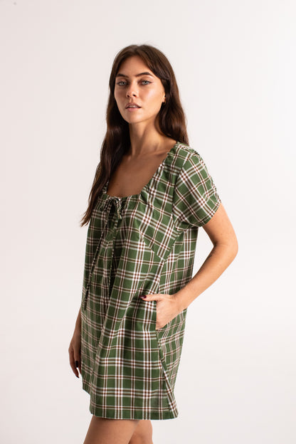 Cove Mini Dress - Forest Check