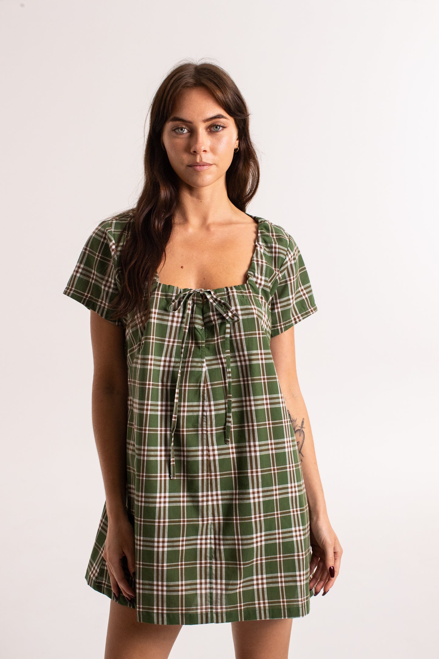 Cove Mini Dress - Forest Check