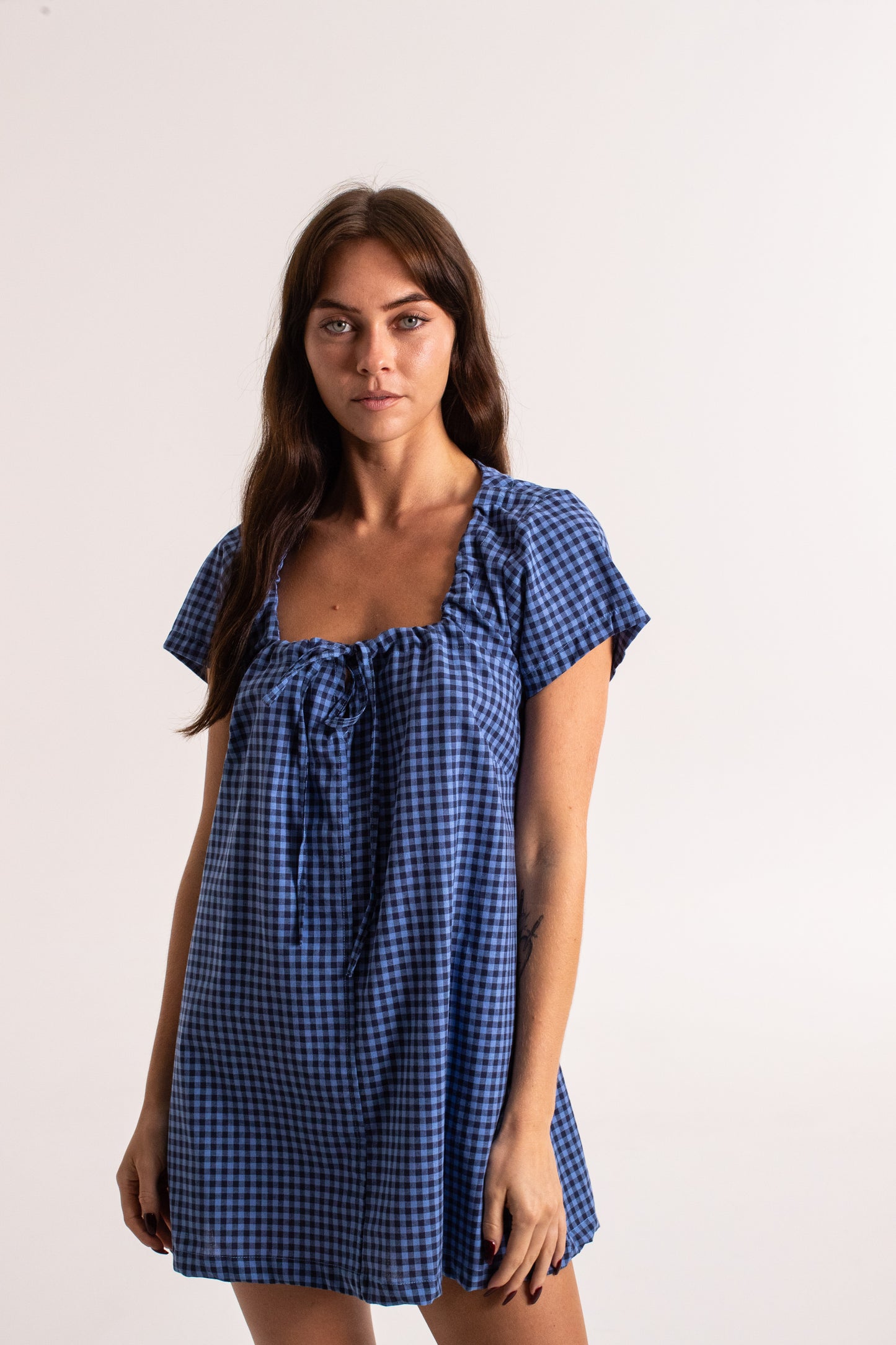 Cove Mini Dress - Navy Check