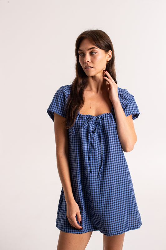 Cove Mini Dress - Navy Check