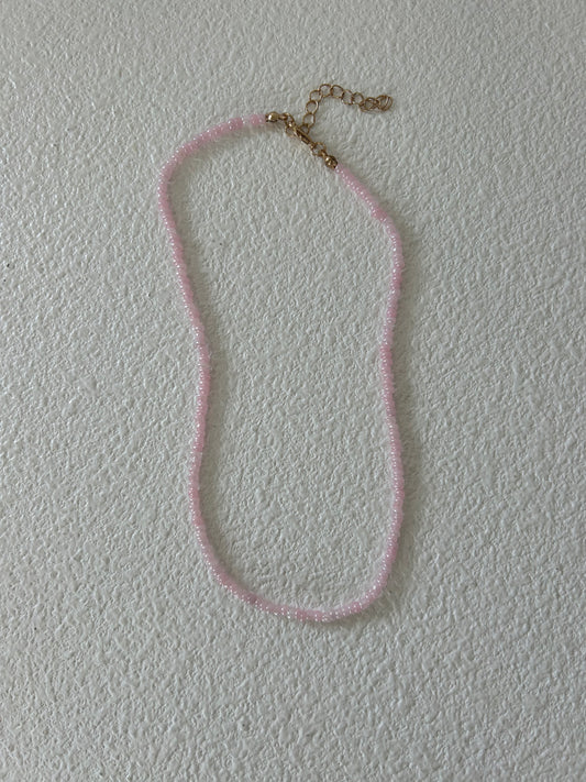Beaded Necklace -  Pale Pink