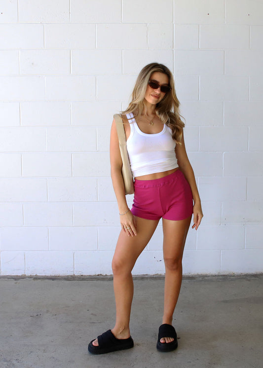 Organic Ribbed Shorts - Pink