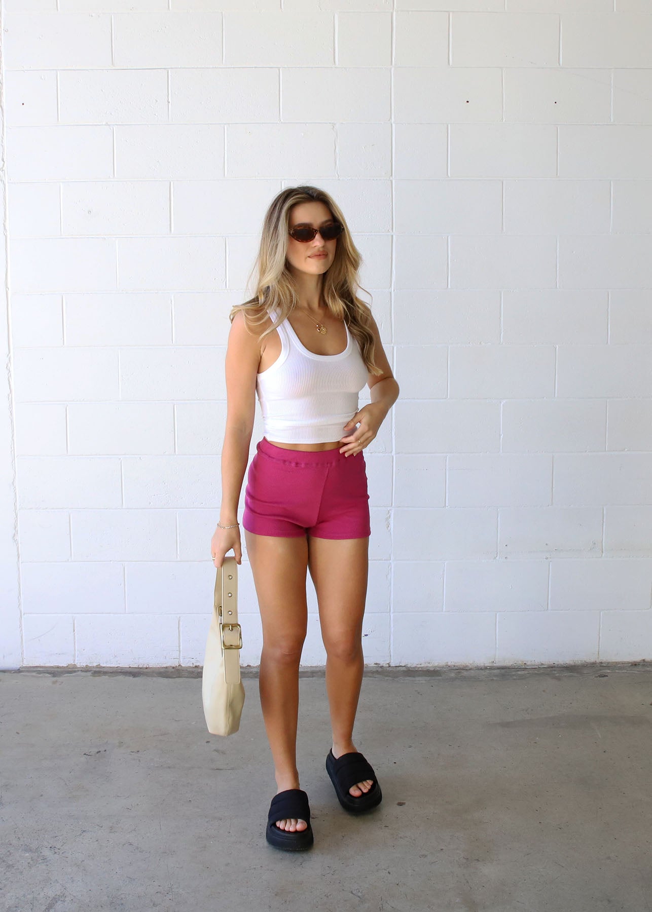 Organic Ribbed Shorts - Pink