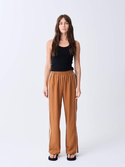 Linen Racer Pant - Tobacco