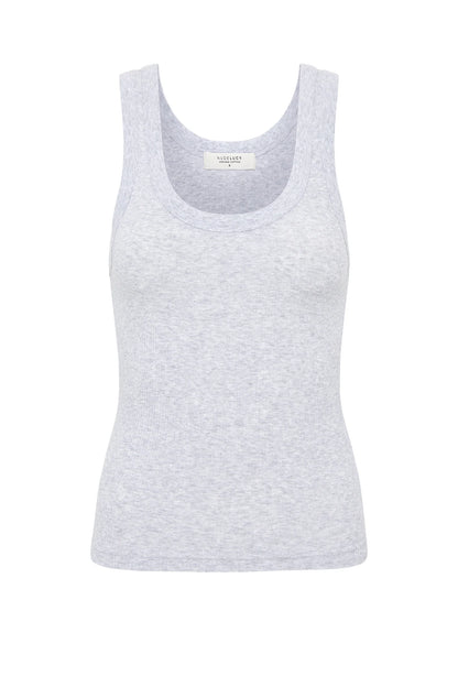 Organic Rib Singlet - Grey Marle