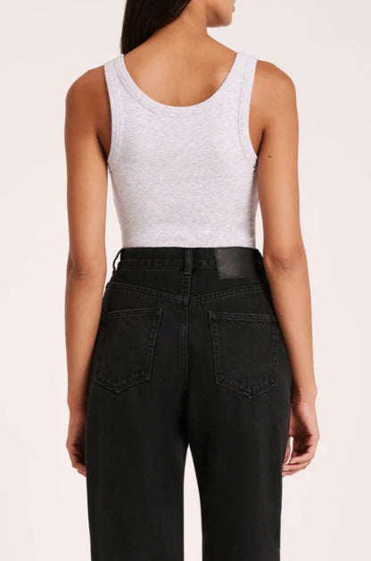 Organic Rib Singlet - Grey Marle