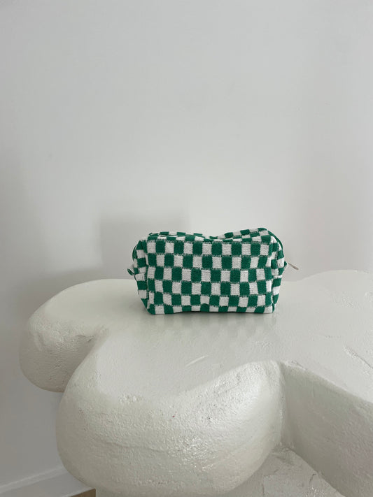 Checker Zip Pouch - Green